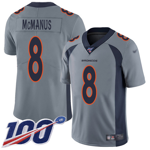 Men Denver Broncos #8 Brandon McManus Limited Silver Inverted Legend 100th Season Football NFL Jersey
